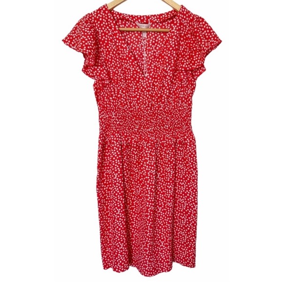 Rebecca Taylor Silk Malia Floral Ruffle Dress in Cherry - Picture 3 of 8